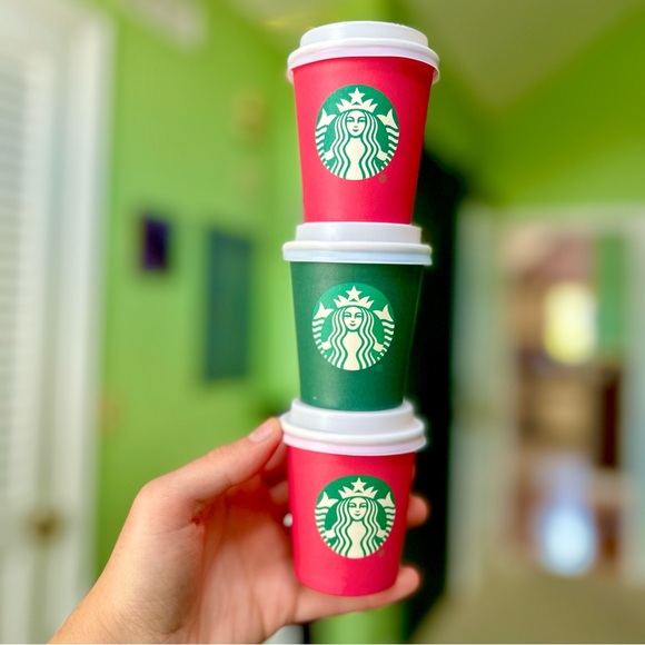 Starbucks Cups Christmas Festive Xmas Tree Ornament Holiday Seasonal Set of 3 - Picture 4 of 4